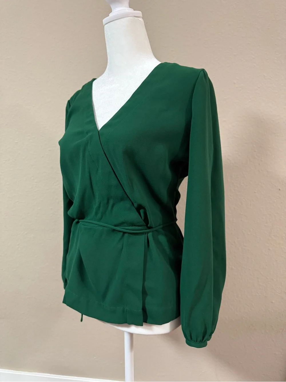 J. Crew | Drapey Crepe Faux Wrap Surplice Tie Waist Top Blouse